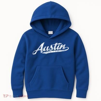 Austin Texas Tx Cute Gift Vintage Sports Script Retro Gift Tee Kids Hoodie