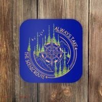 Always Take The Scenic Route Camping Travel Adventure Coaster thumb 0