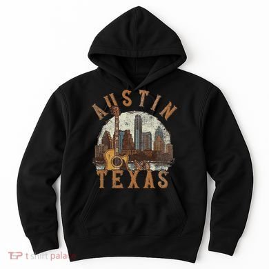 Austin Texas Tx Guitar Skyline Hoodie