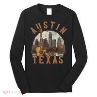 Austin Texas Tx Guitar Skyline Long Sleeve Shirt thumb 0