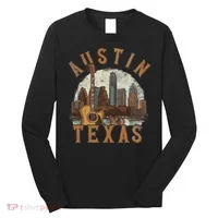 Austin Texas Tx Guitar Skyline Long Sleeve Shirt thumb 0