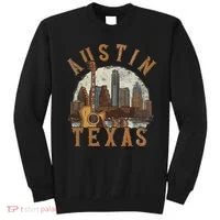 Austin Texas Tx Guitar Skyline Sweatshirt thumb 0