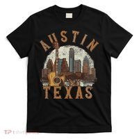 Austin Texas Tx Guitar Skyline T-Shirt thumb 0