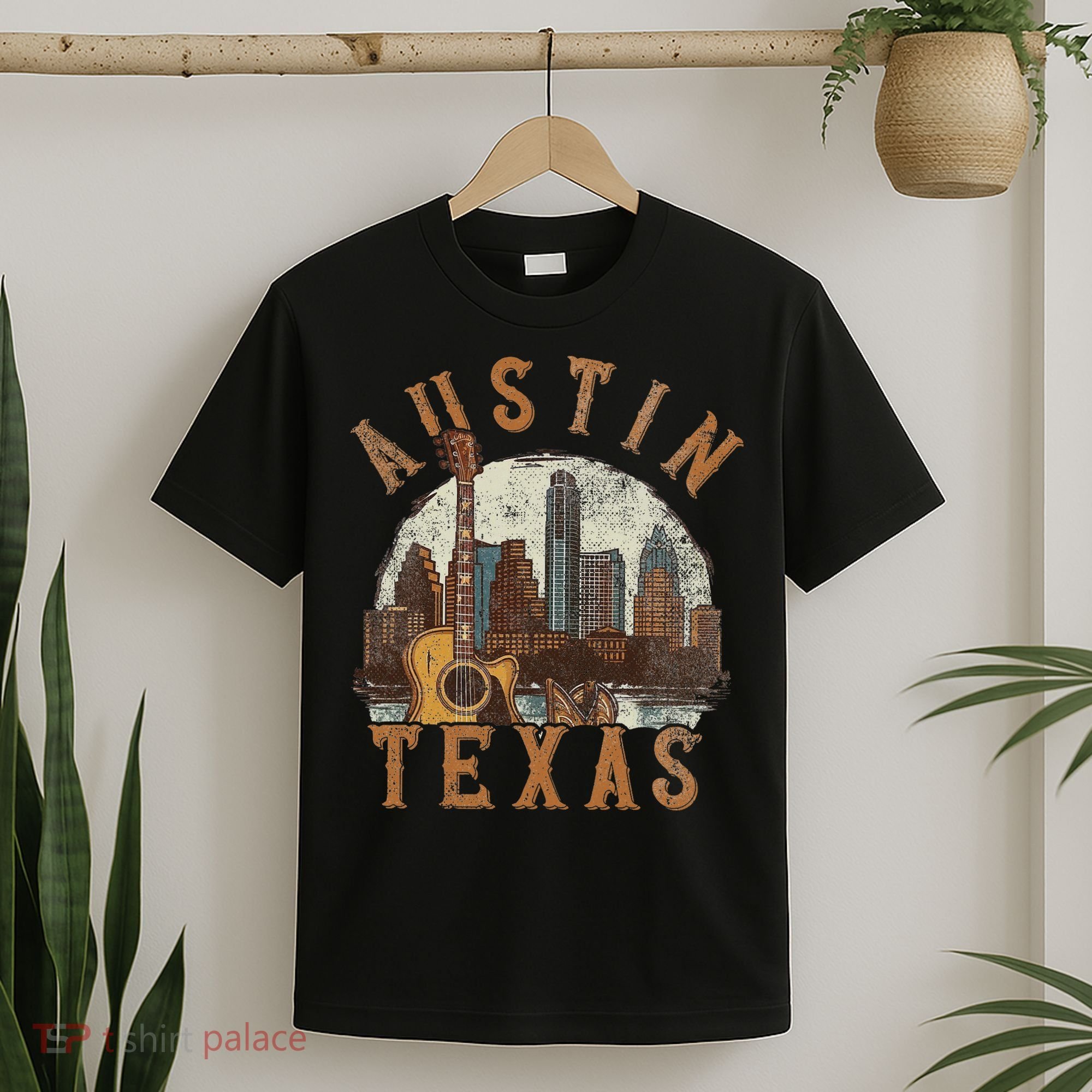 Austin Texas Tx Guitar Skyline T-Shirt
