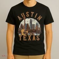 Austin Texas Tx Guitar Skyline T-Shirt thumb 3