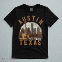 Austin Texas Tx Guitar Skyline T-Shirt thumb 5