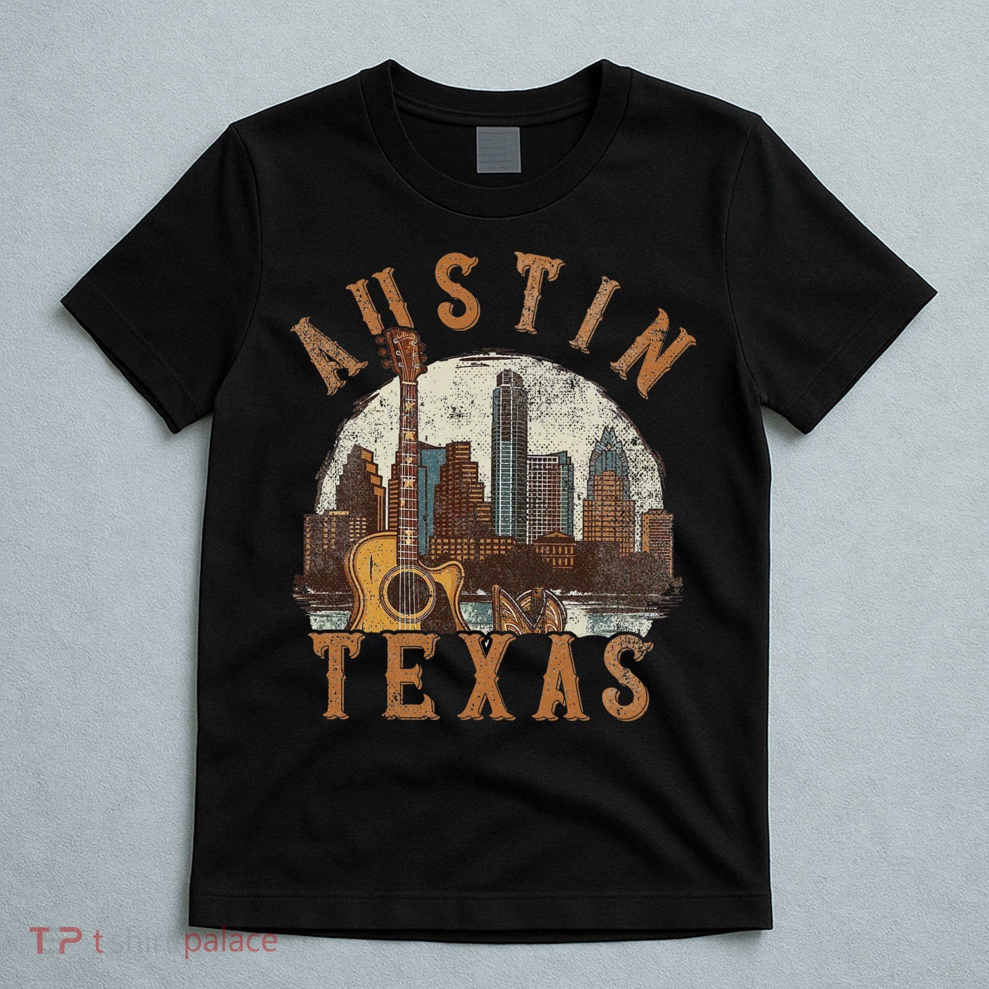 Austin Texas Tx Guitar Skyline T-Shirt