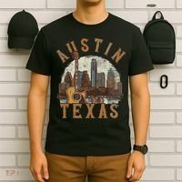 Austin Texas Tx Guitar Skyline T-Shirt thumb 6