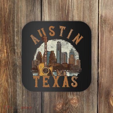 Austin Texas Tx Guitar Skyline Coaster