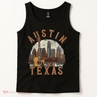 Austin Texas Tx Guitar Skyline Tank Top thumb 2