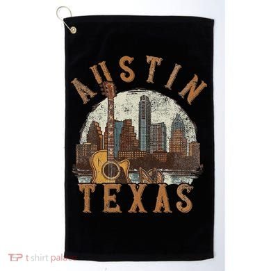 Austin Texas Tx Guitar Skyline Golf Towel