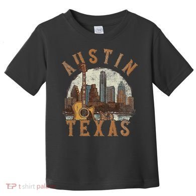 Austin Texas Tx Guitar Skyline Toddler T-Shirt