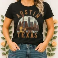 Austin Texas Tx Guitar Skyline Women's T-Shirt thumb 2