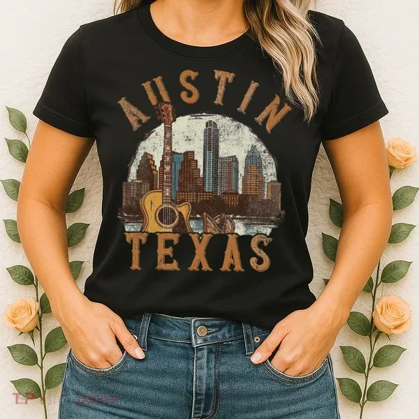 Austin Texas Tx Guitar Skyline Women's T-Shirt