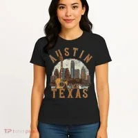 Austin Texas Tx Guitar Skyline Women's T-Shirt thumb 4