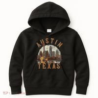 Austin Texas Tx Guitar Skyline Kids Hoodie thumb 0