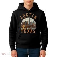 Austin Texas Tx Guitar Skyline Kids Hoodie thumb 4