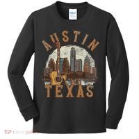 Austin Texas Tx Guitar Skyline Kids Long Sleeve Shirt thumb 0