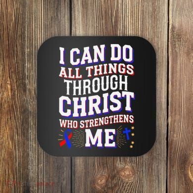 All Things Through Christ Congenital Heart Defect Awareness Coaster