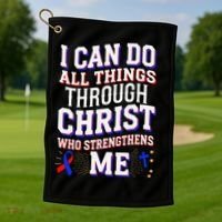 All Things Through Christ Congenital Heart Defect Awareness Golf Towel thumb 1