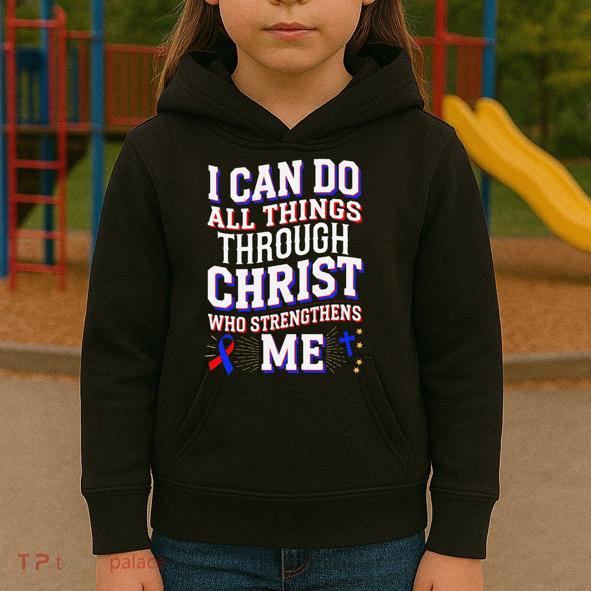 All Things Through Christ Congenital Heart Defect Awareness Kids Hoodie