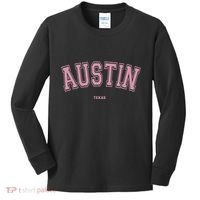 Austin Texas Tx Varsity Style On Austin Kids Long Sleeve Shirt thumb 0