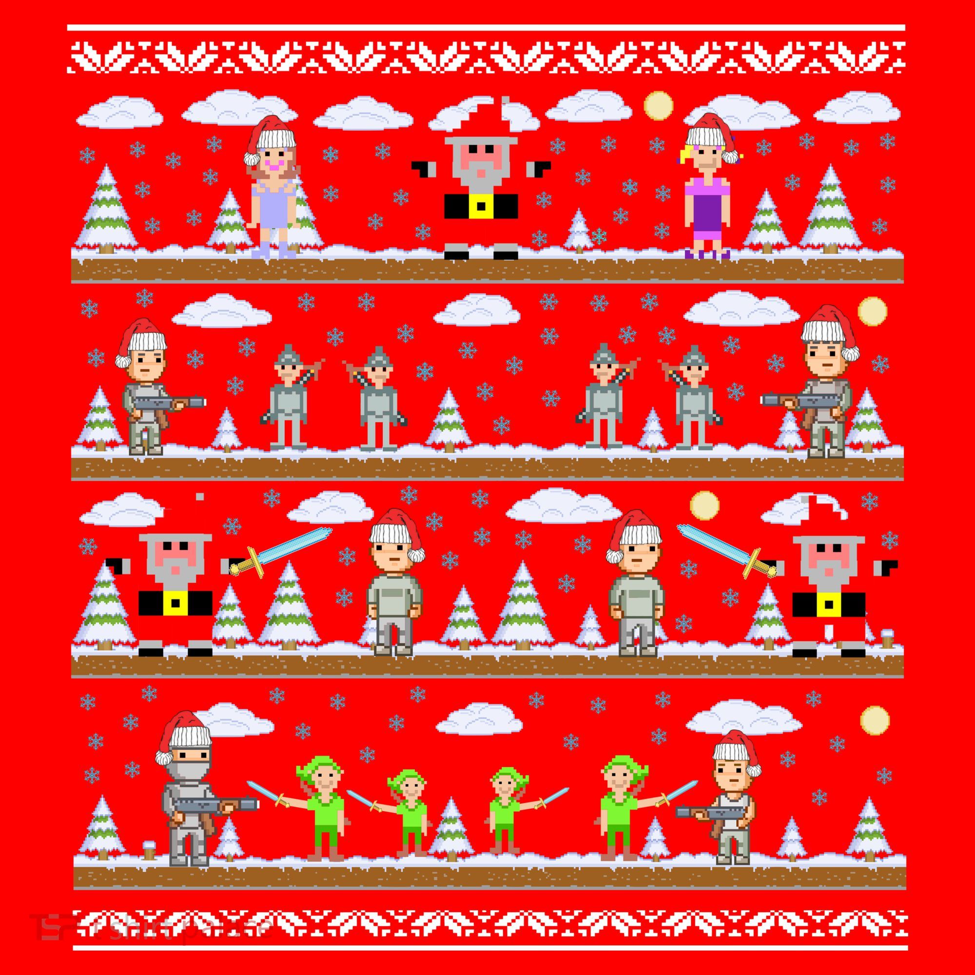 Attack of Christmas Gamer Ugly Christmas Sweater Santa Hat