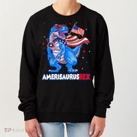 Amerisaurus Trex USA Flag Funny 4th Of July Dinosaur Women's Sweatshirt thumb 0