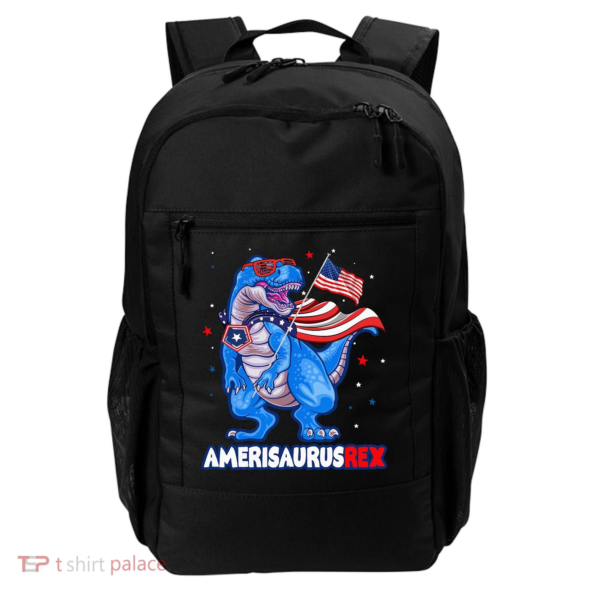 Amerisaurus Trex USA Flag Funny 4th Of July Dinosaur Backpack