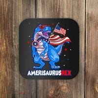 Amerisaurus Trex USA Flag Funny 4th Of July Dinosaur Coaster thumb 0