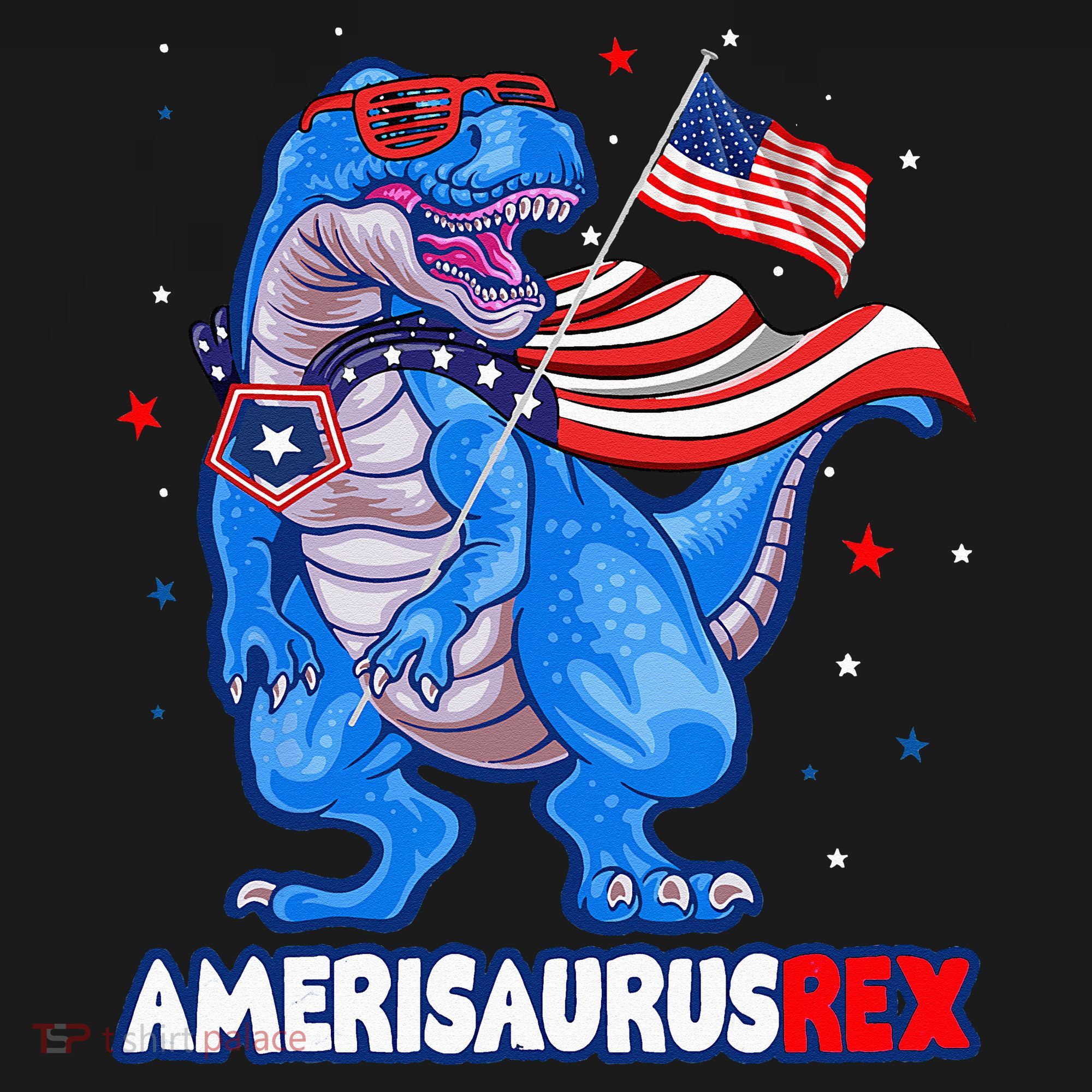 Amerisaurus Trex USA Flag Funny 4th Of July Dinosaur Ornament