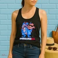 Amerisaurus Trex USA Flag Funny 4th Of July Dinosaur Women's Tank Top thumb 2