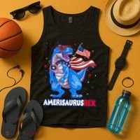 Amerisaurus Trex USA Flag Funny 4th Of July Dinosaur Tank Top thumb 4