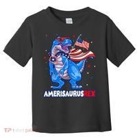 Amerisaurus Trex USA Flag Funny 4th Of July Dinosaur Toddler T-Shirt thumb 0