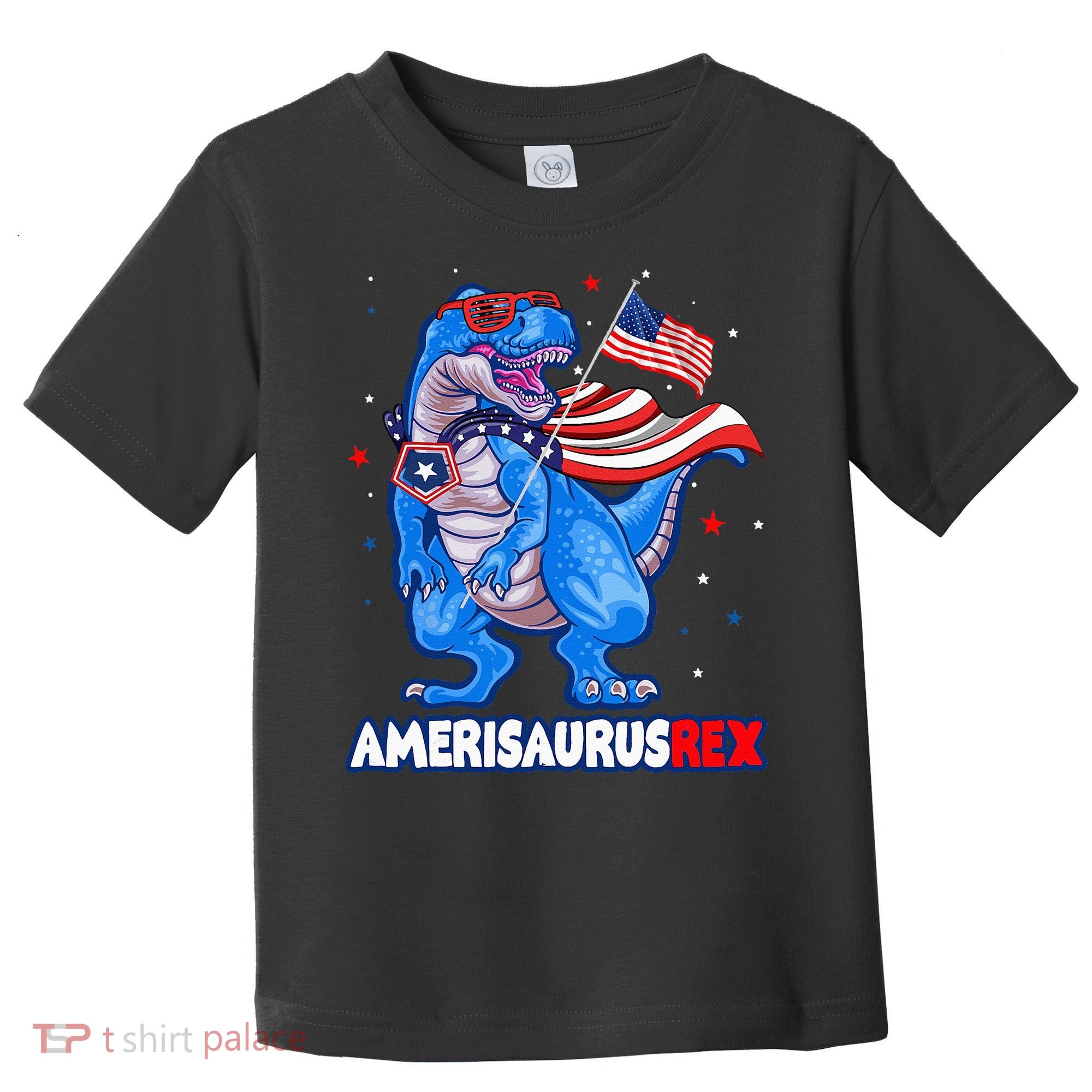 Amerisaurus Trex USA Flag Funny 4th Of July Dinosaur Toddler T-Shirt