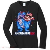 Amerisaurus Trex USA Flag Funny 4th Of July Dinosaur Women's Long Sleeve Shirt thumb 0