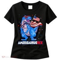Amerisaurus Trex USA Flag Funny 4th Of July Dinosaur Women's T-Shirt thumb 0