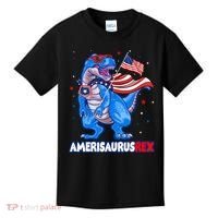 Amerisaurus Trex USA Flag Funny 4th Of July Dinosaur Kids T-Shirt thumb 0