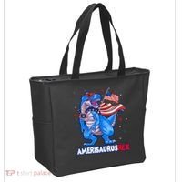 Amerisaurus Trex USA Flag Funny 4th Of July Dinosaur Tote Bag thumb 2