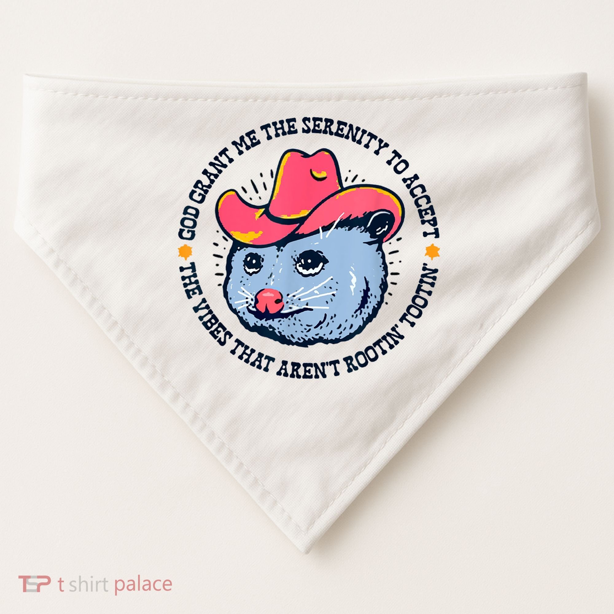 Accept The Vibes That Arent Rootin Tootin Funny Opossum USA-Made Doggie Bandana