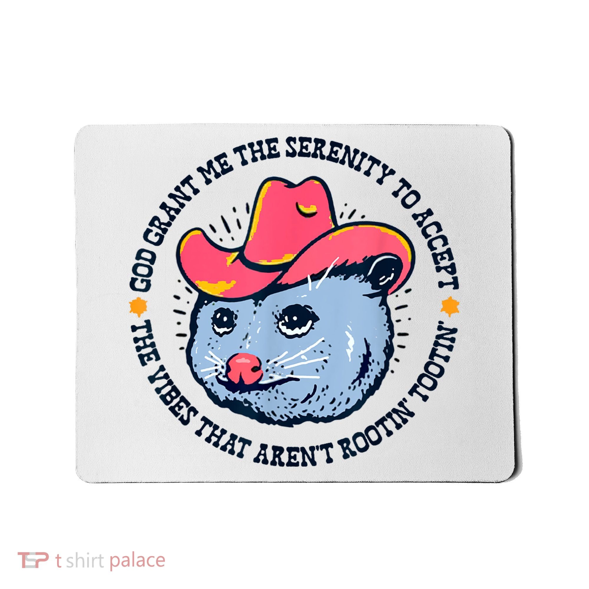 Accept The Vibes That Arent Rootin Tootin Funny Opossum Mousepad