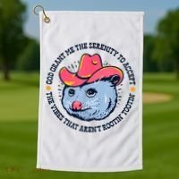 Accept The Vibes That Arent Rootin Tootin Funny Opossum Golf Towel thumb 1