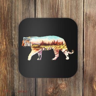 Adventurous Tiger Wilderness Graphic Coaster