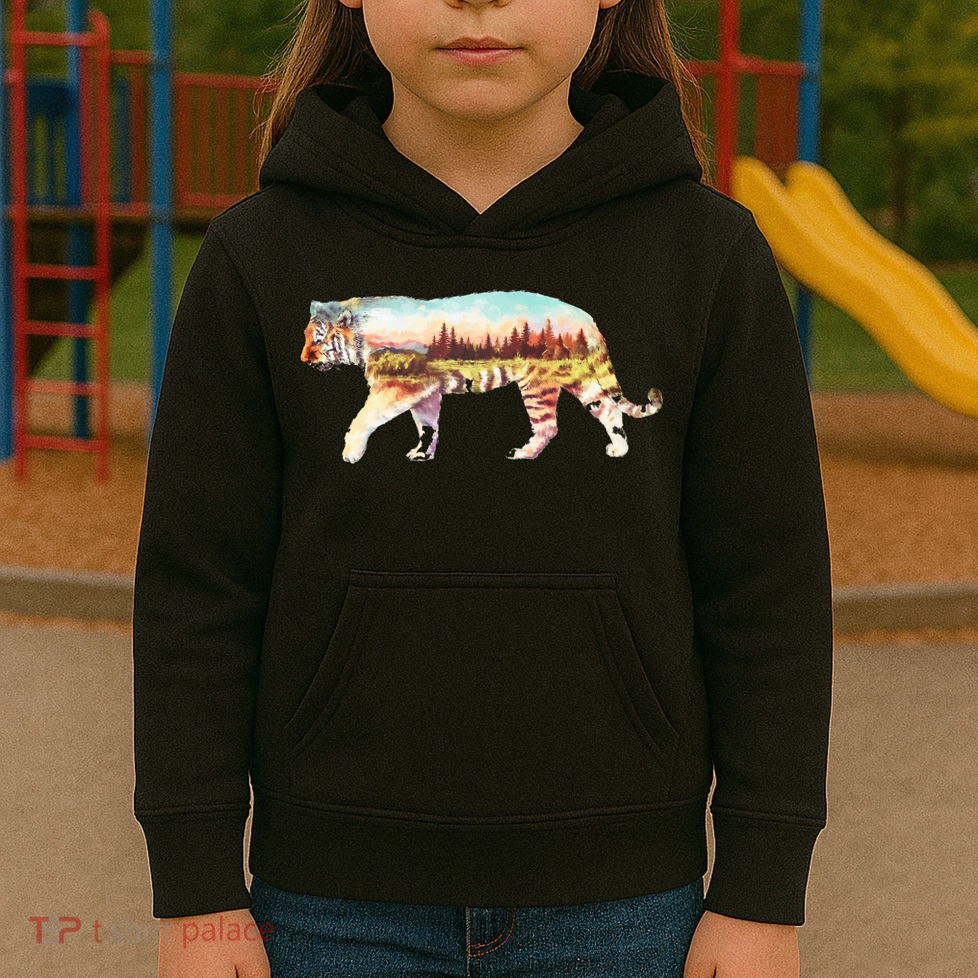 Adventurous Tiger Wilderness Graphic Kids Hoodie