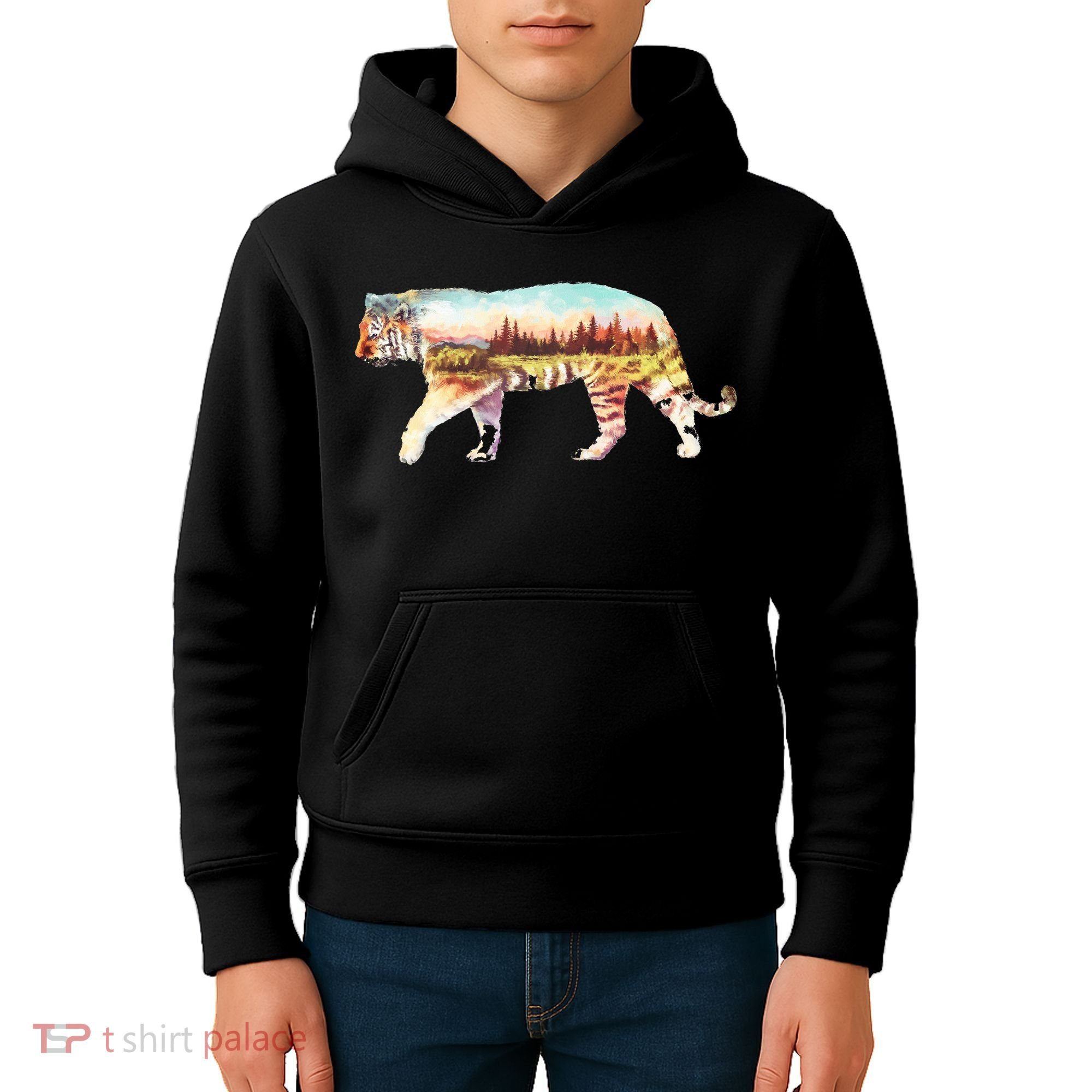 Adventurous Tiger Wilderness Graphic Kids Hoodie