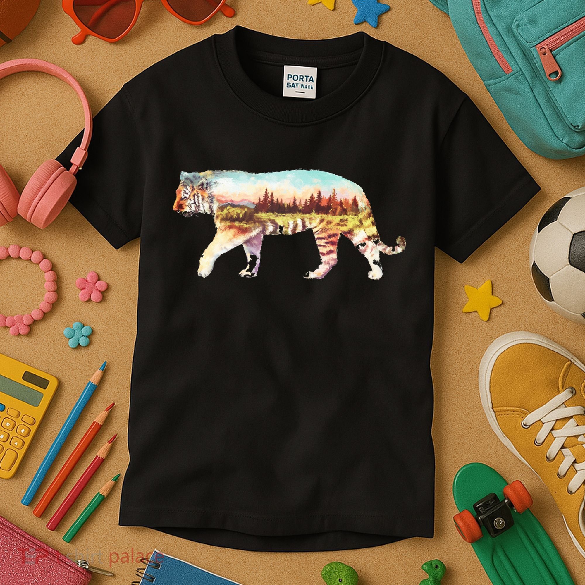 Adventurous Tiger Wilderness Graphic Kids T-Shirt