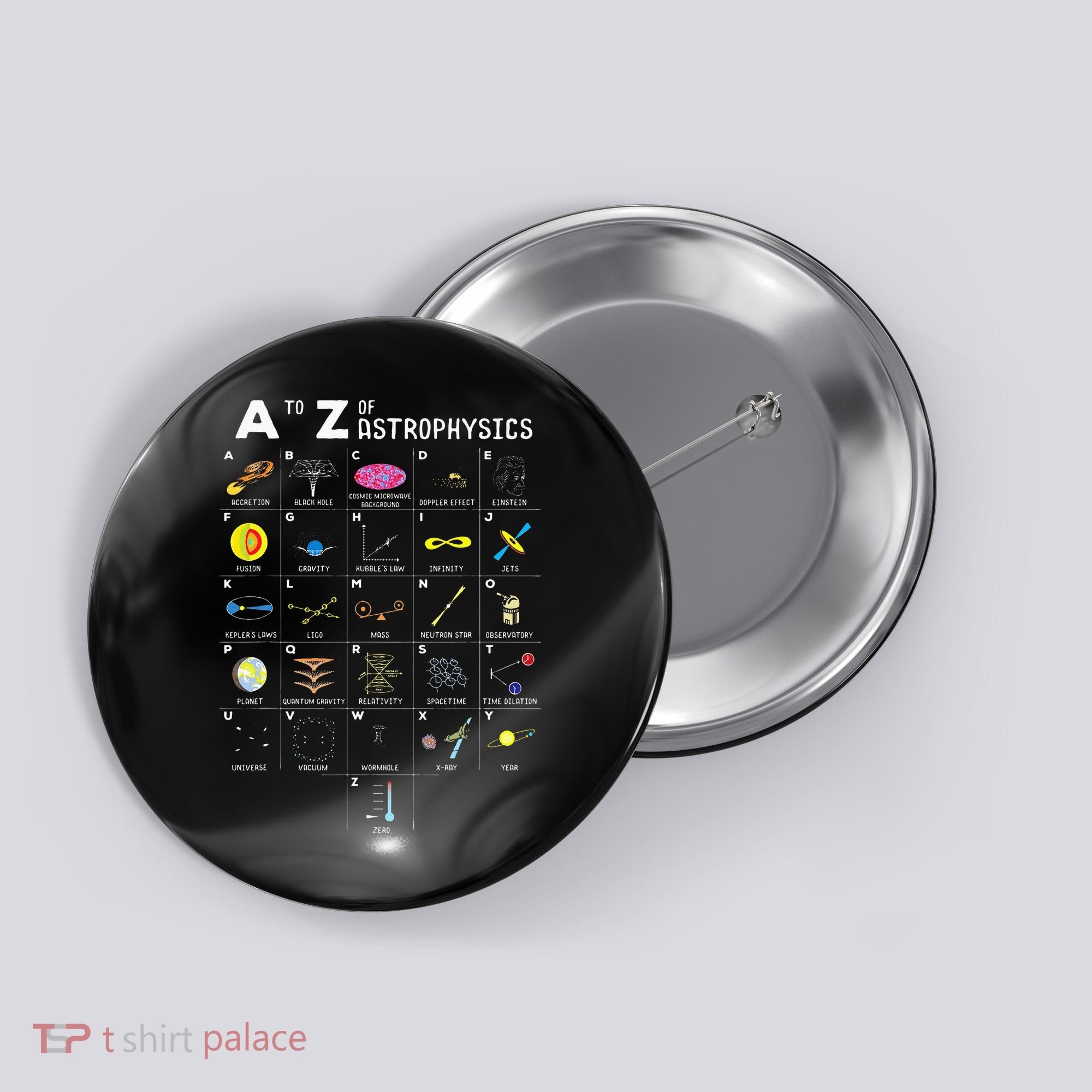 A To Z Funny Astronomy Lover Astrophysics Astronomer Gift Button