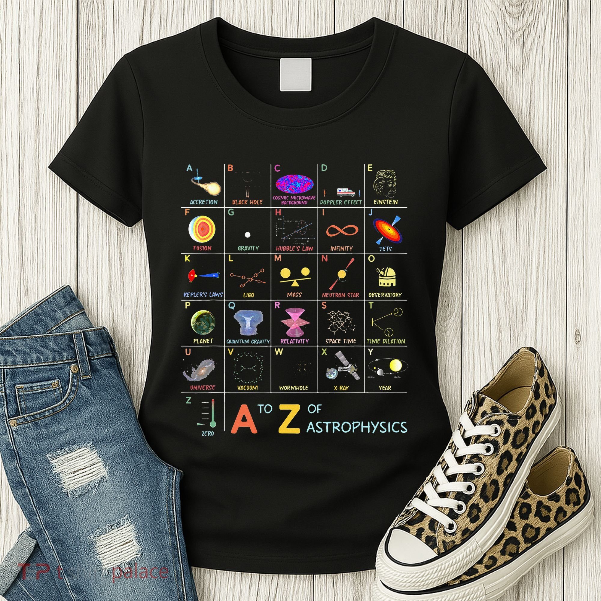 A To Z Funny Astronomy Lover Astrophysics Astronomer Women's T-Shirt