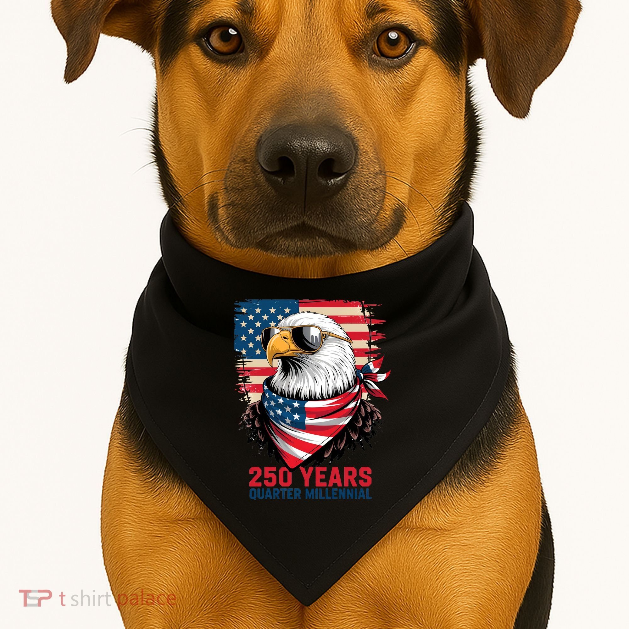 America USA 250 Years Quarter Millennial Eagle USA-Made Doggie Bandana