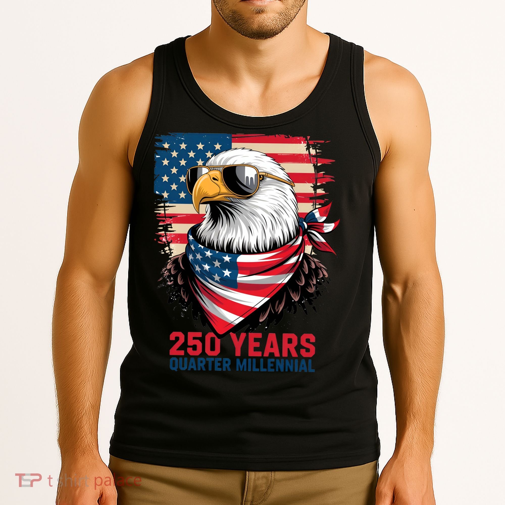 America USA 250 Years Quarter Millennial Eagle Tank Top